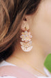 Pink flower earrings, acrylic earrings, flower jewelry, hand-painted earrings, flower statement earrings, bridesmaids gift