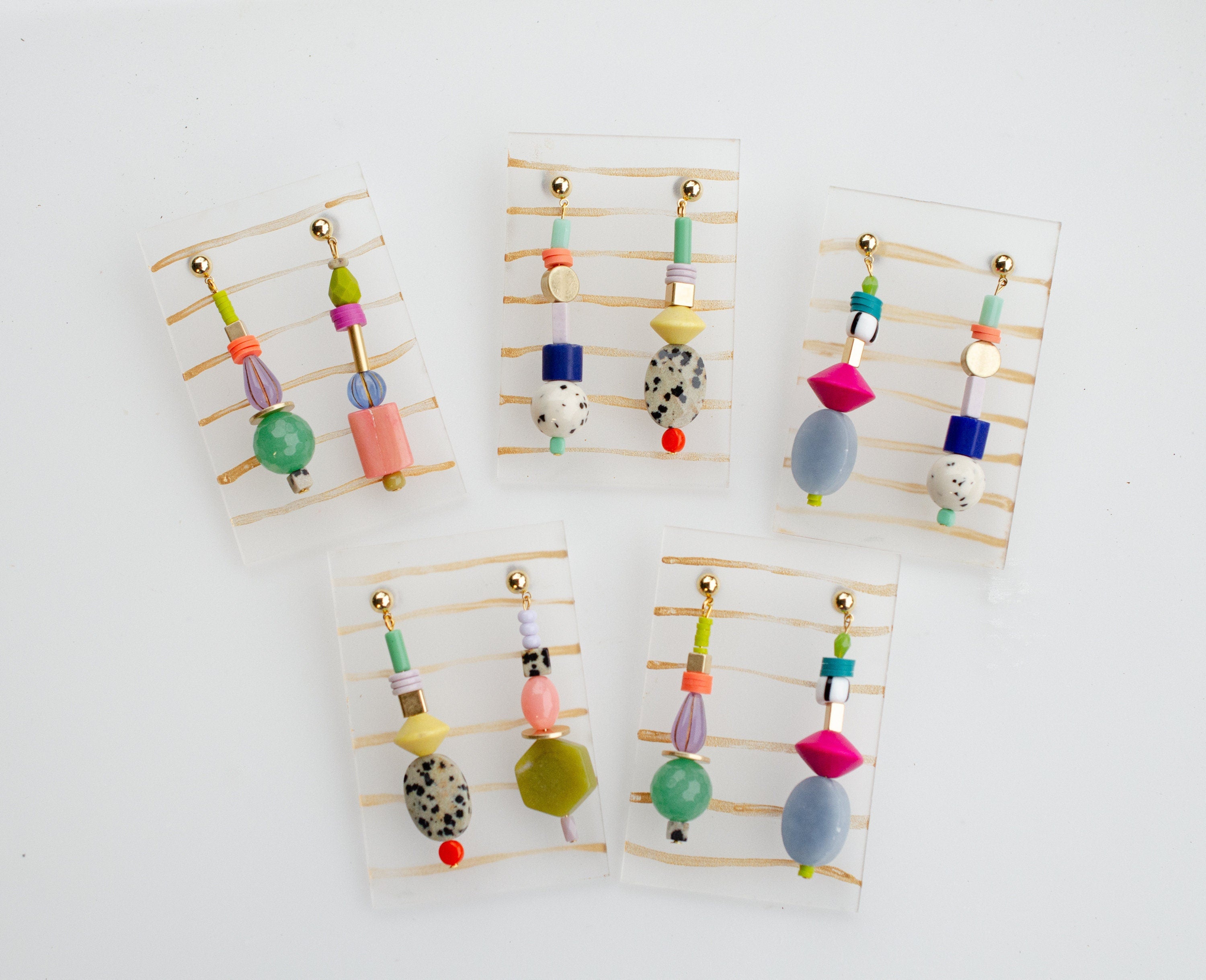 Beaded dangle Statement Earrings, Mix and Match earrings, colorful jew –  jillmakes