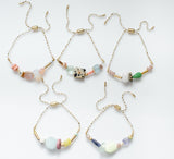 White Beaded Pull Tie Bracelets