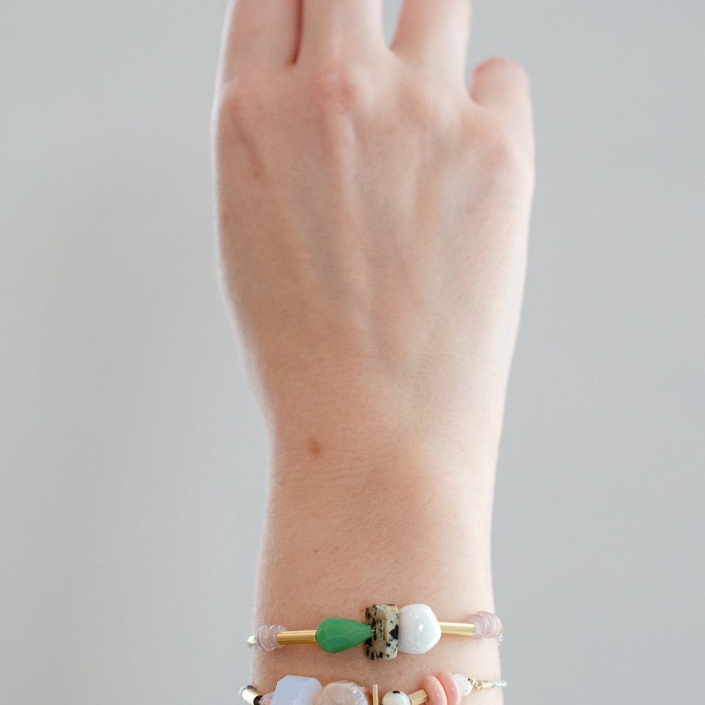 White Beaded Pull Tie Bracelets
