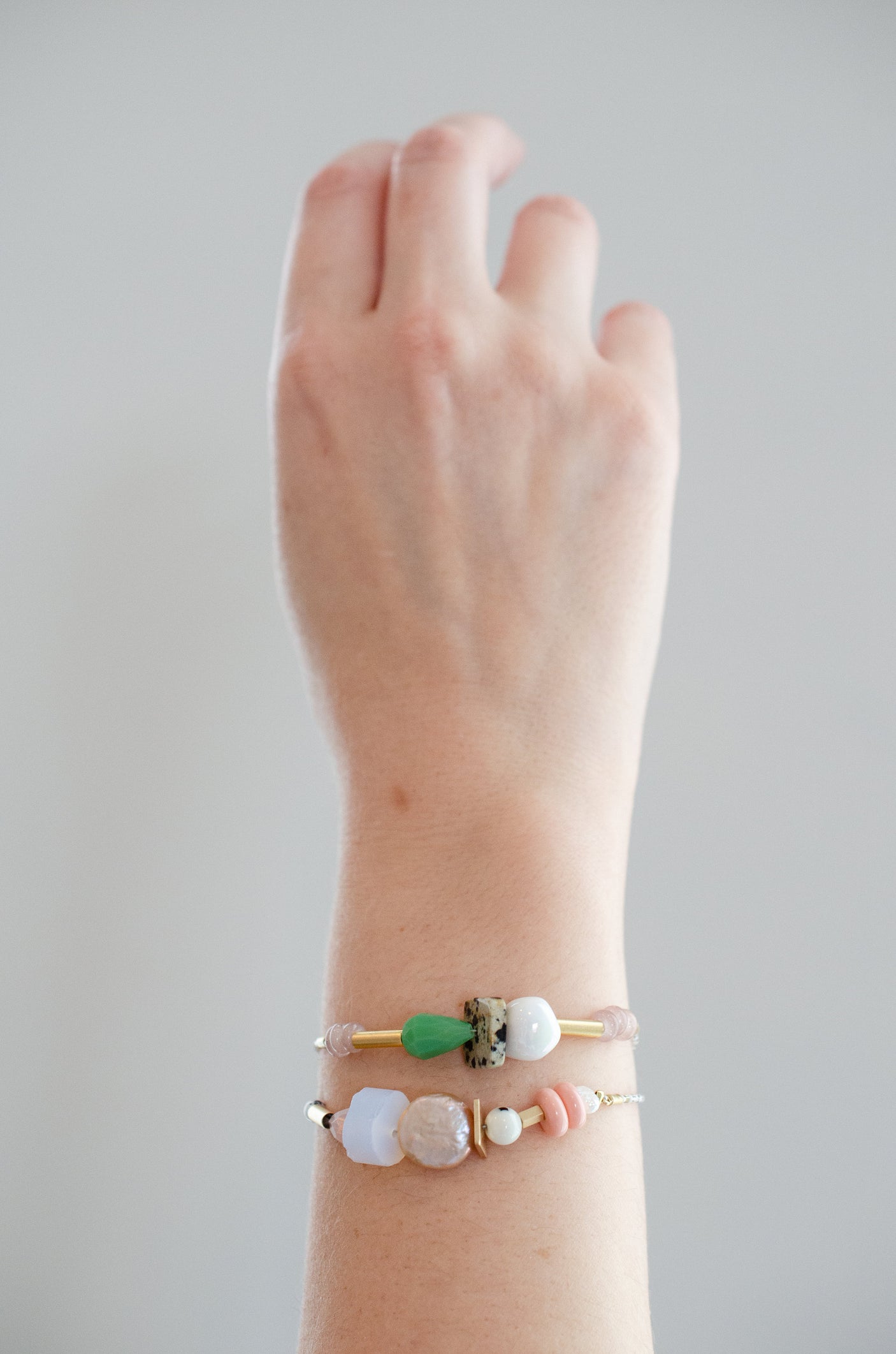 White Beaded Pull Tie Bracelets