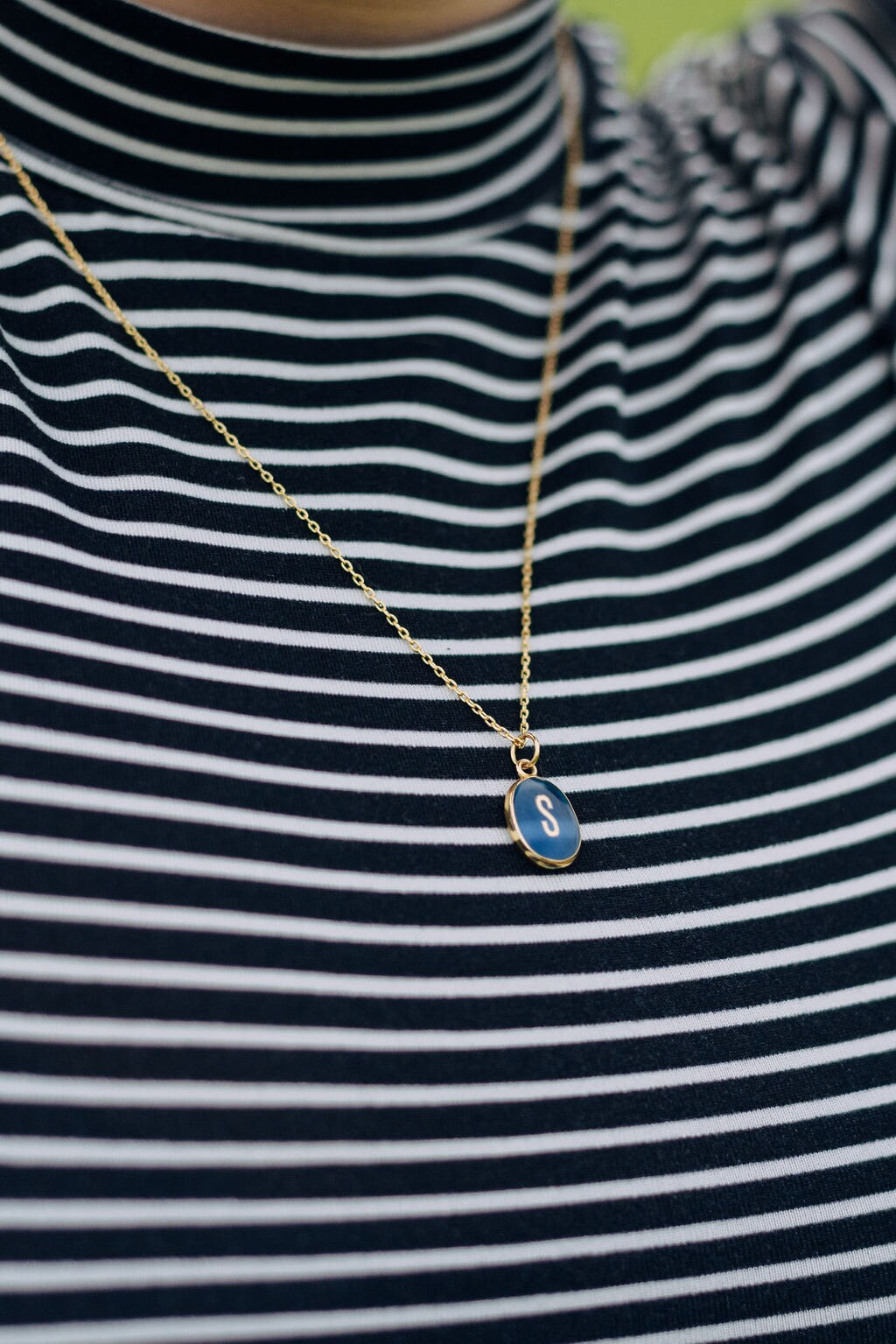 Oval Initial Gemstone Necklace
