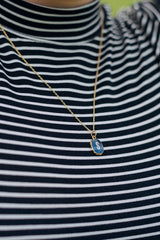 Oval Initial Gemstone Necklace