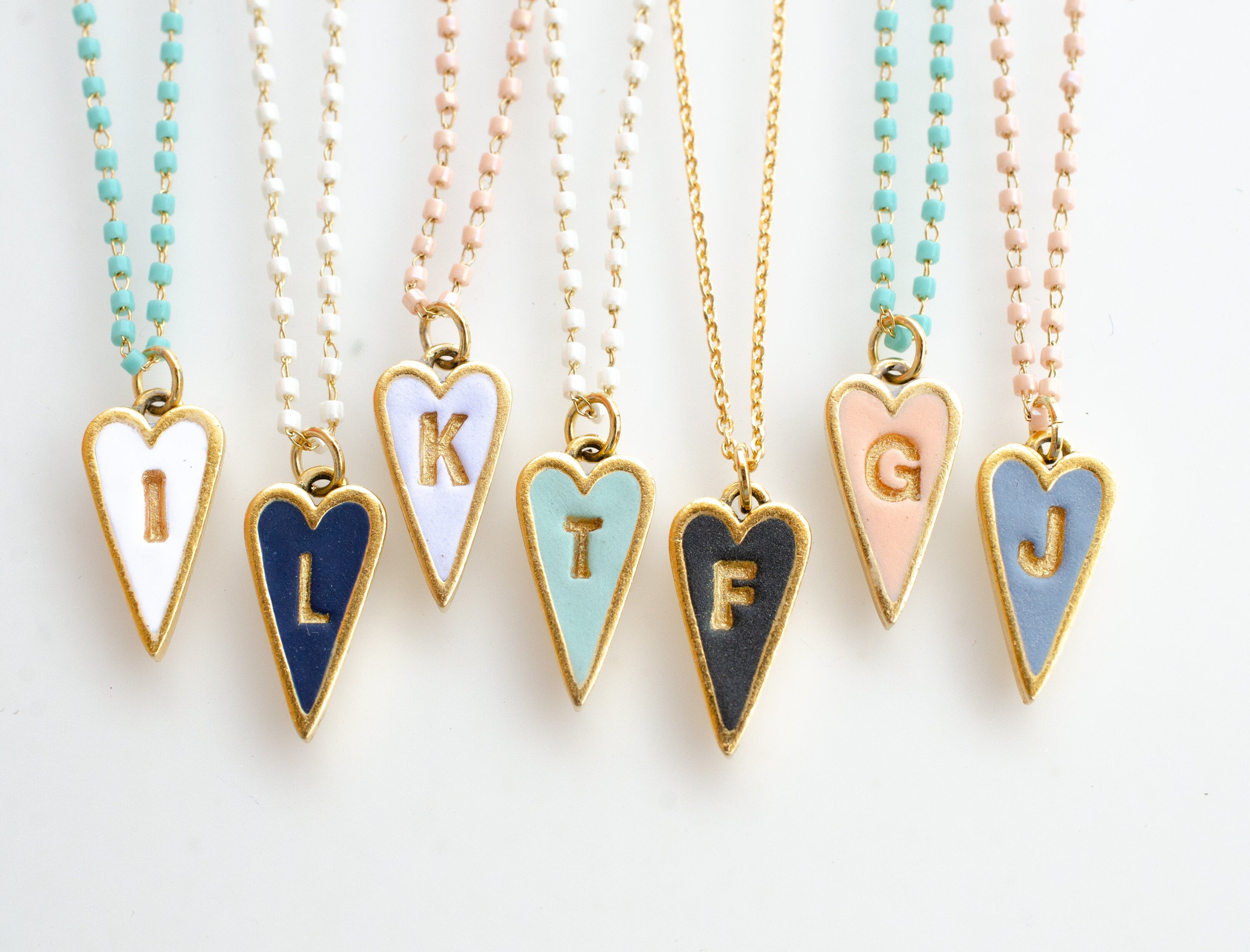 Heart initial necklace Valentines day jewelry, personalized heart