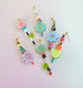 Flower beaded statement earrings, Mis-matched earrings, colorful dangle earrings, acrylic jewelry, multicolor, gift for her