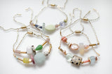 White Beaded Pull Tie Bracelets