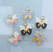 colorful  butterfly earrings, birthday gift, gold filled, pink butterfly, gold butterfly, huggies, pastel earrings, womens earrings,