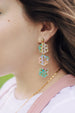 pastel flower earrings, flower dangle earrings, spring jewelry, handpainted earrings, long dangle earrings, floral print , pink earrings