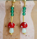 Mushroom statement earrings, minimalist style, beaded earrings, 90s style, minimalist earrings, colorful jewelry, gifts for her, birthday