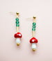 Mushroom statement earrings, minimalist style, beaded earrings, 90s style, minimalist earrings, colorful jewelry, gifts for her, birthday