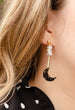 Sun and moon moonstoon earrings, astrology earrings, Celestial Jewelry ,acrylic earrings, moonstone beads, mix match earrings