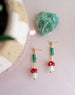 Mushroom statement earrings, minimalist style, beaded earrings, 90s style, minimalist earrings, colorful jewelry, gifts for her, birthday