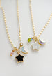 Moon and star charm necklace, celestial gemstone necklace, natural stone, zodiac necklace, dainty necklace, moon necklace, star necklace