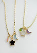 Moon and star charm necklace, celestial gemstone necklace, natural stone, zodiac necklace, dainty necklace, moon necklace, star necklace