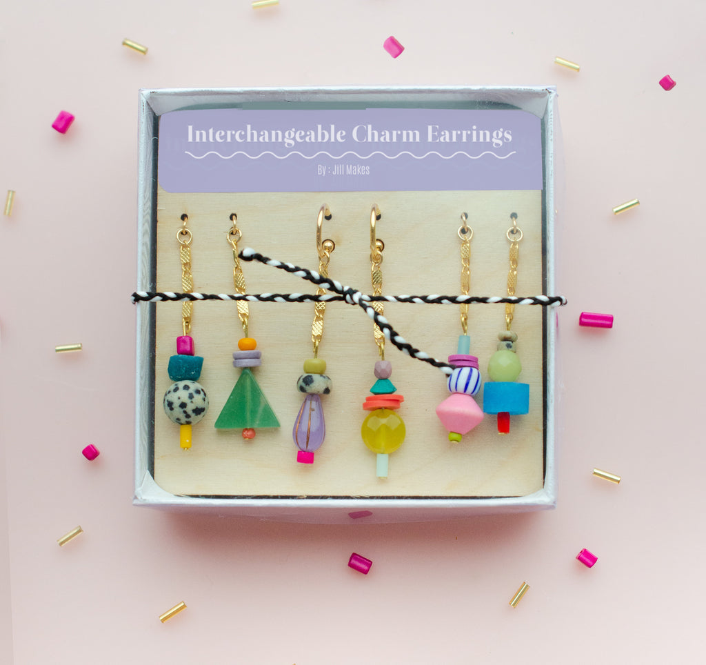 Beaded charm earrings, mix and match earrings, colorful dangle earrings, gift for her, gift for her, teen gift, interchangeable earring kit