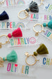 Personalized teachers gift, name keychain with tassel, custom name keychain, clear acrylic keychain, rainbow colored keychain, gift for her