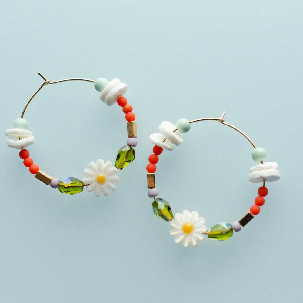 Daisy Beaded Hoops