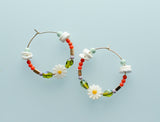 Daisy Beaded Hoops