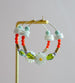 Flower Beaded hoops, gold filled hoop earrings, beaded earrings, flower statement earrings, mother of pearl earrings, gold hoop earrings,