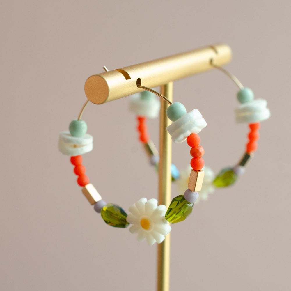 Daisy Beaded Hoops