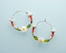 Flower Beaded hoops, gold filled hoop earrings, beaded earrings, flower statement earrings, mother of pearl earrings, gold hoop earrings,