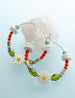 Flower Beaded hoops, gold filled hoop earrings, beaded earrings, flower statement earrings, mother of pearl earrings, gold hoop earrings,