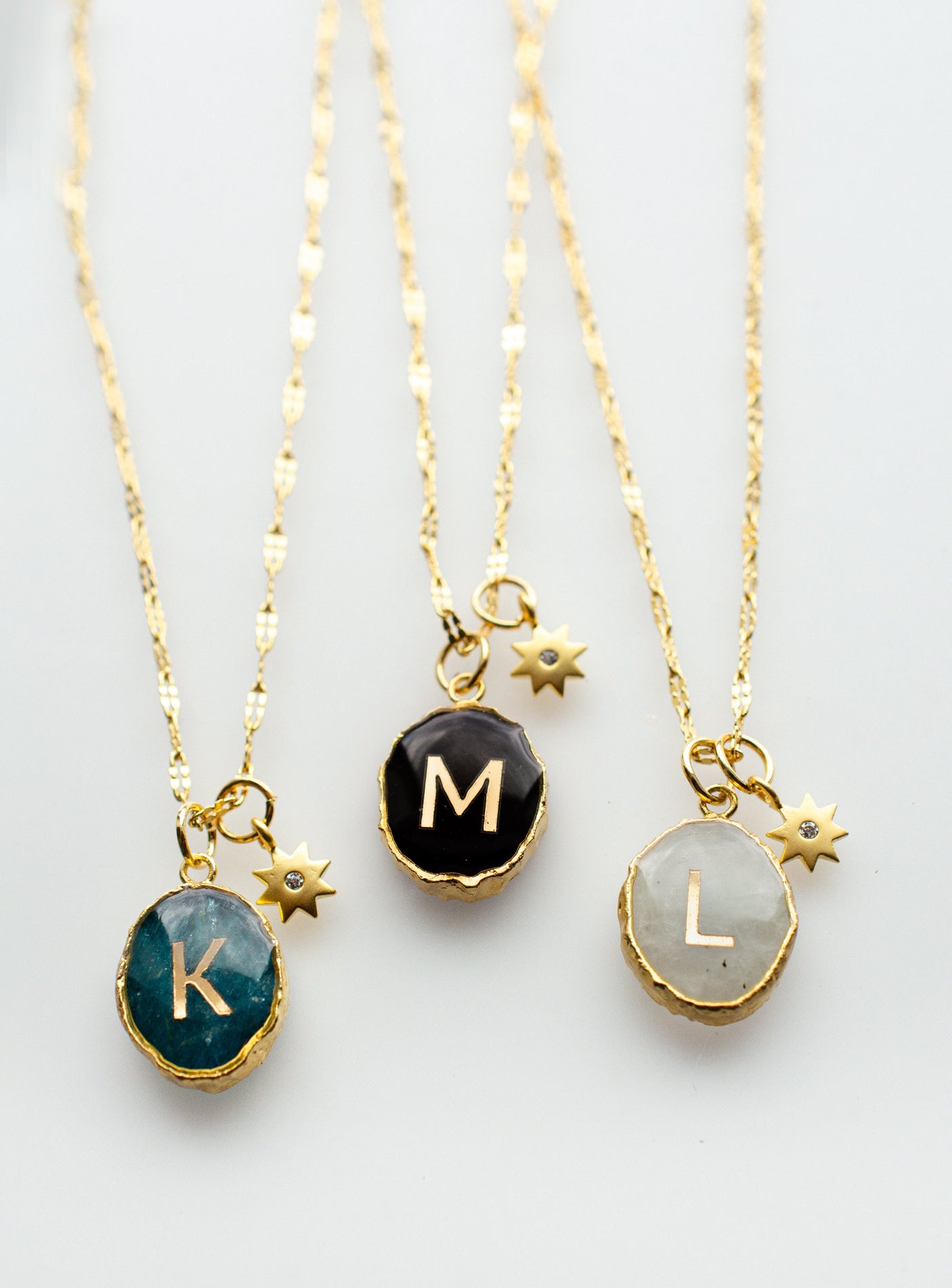 Initial Gemstone Charm Necklace