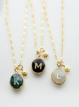 Initial Gemstone Charm Necklace