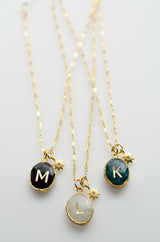 Initial Gemstone Charm Necklace