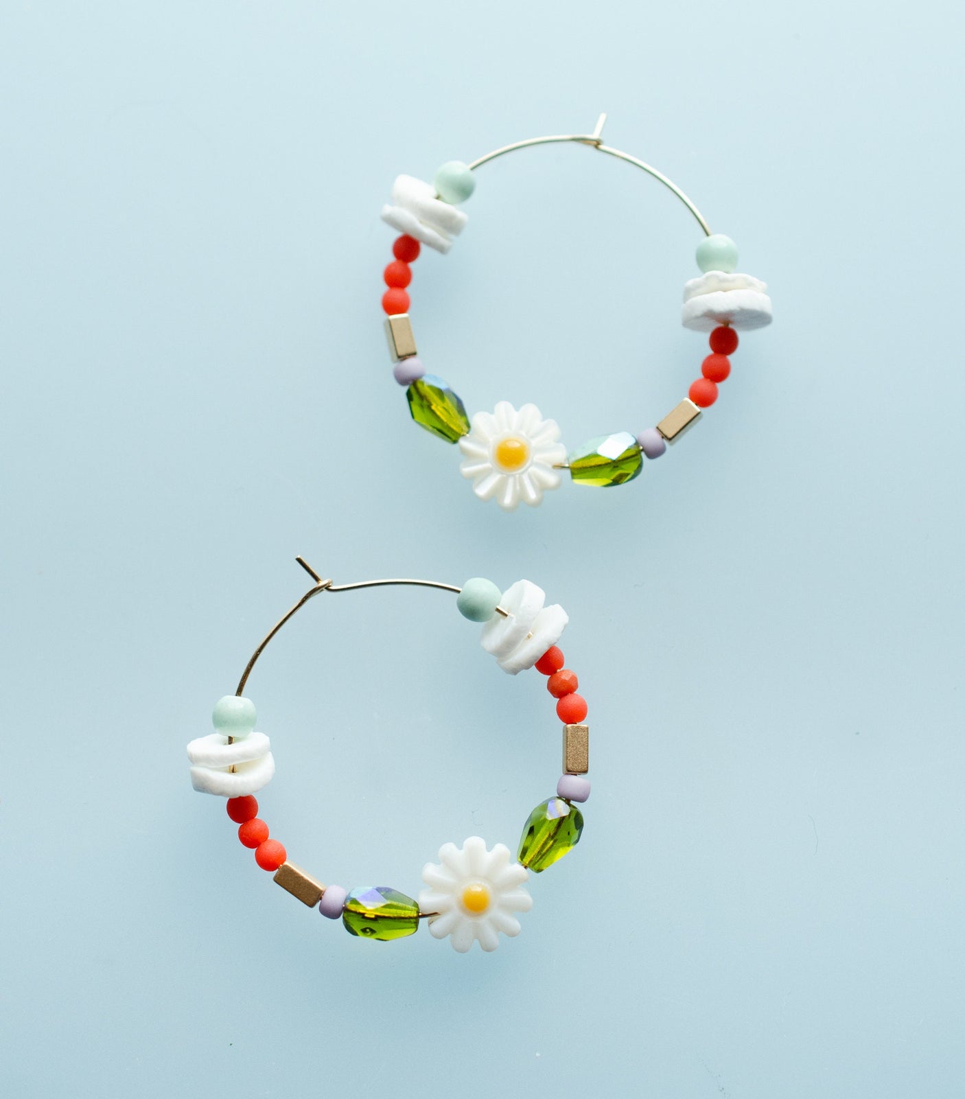 Daisy Beaded Hoops