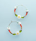 Flower Beaded hoops, gold filled hoop earrings, beaded earrings, flower statement earrings, mother of pearl earrings, gold hoop earrings,