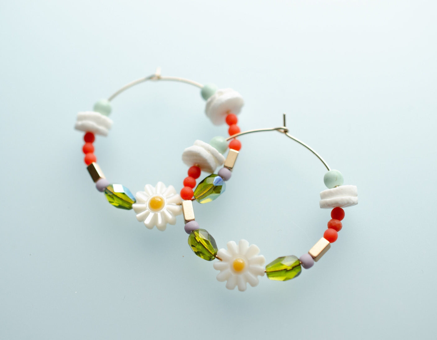 Daisy Beaded Hoops