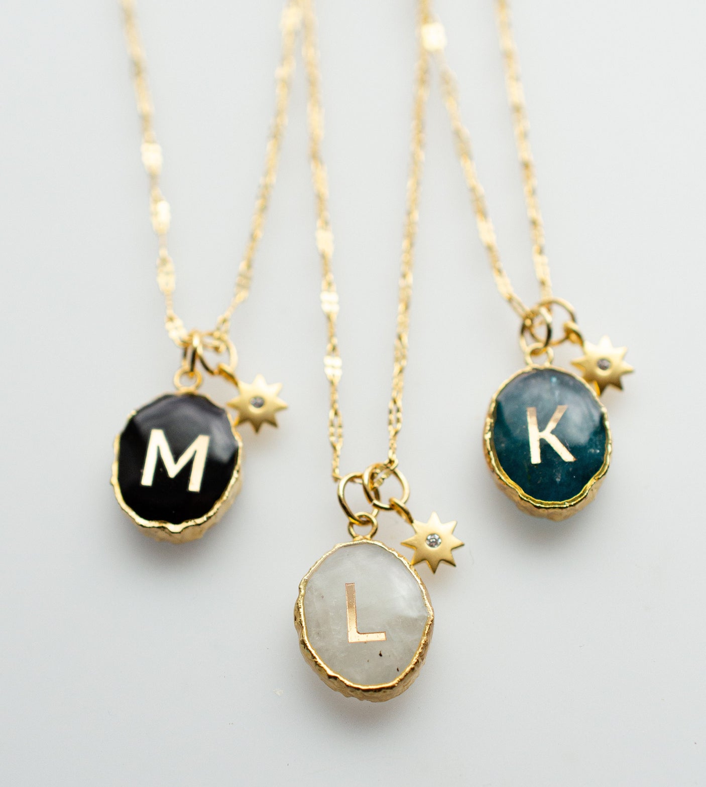 Initial Gemstone Charm Necklace