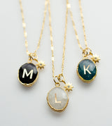 Initial Gemstone Charm Necklace