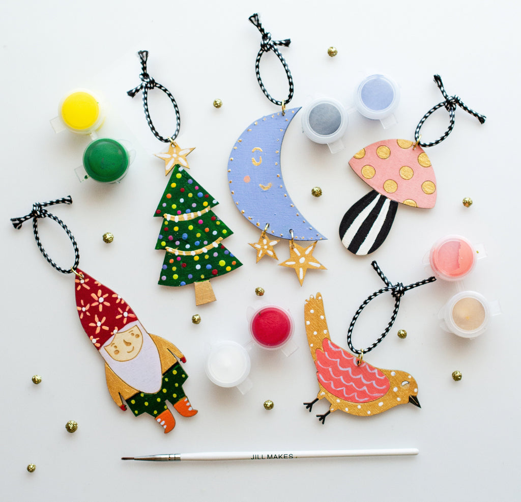 DIY Ornament Painting Kit, Christmas Craft kit, Christmas ornament Kit, Painting kit for kids, Painting kit for adults, Holiday kit,Woodland