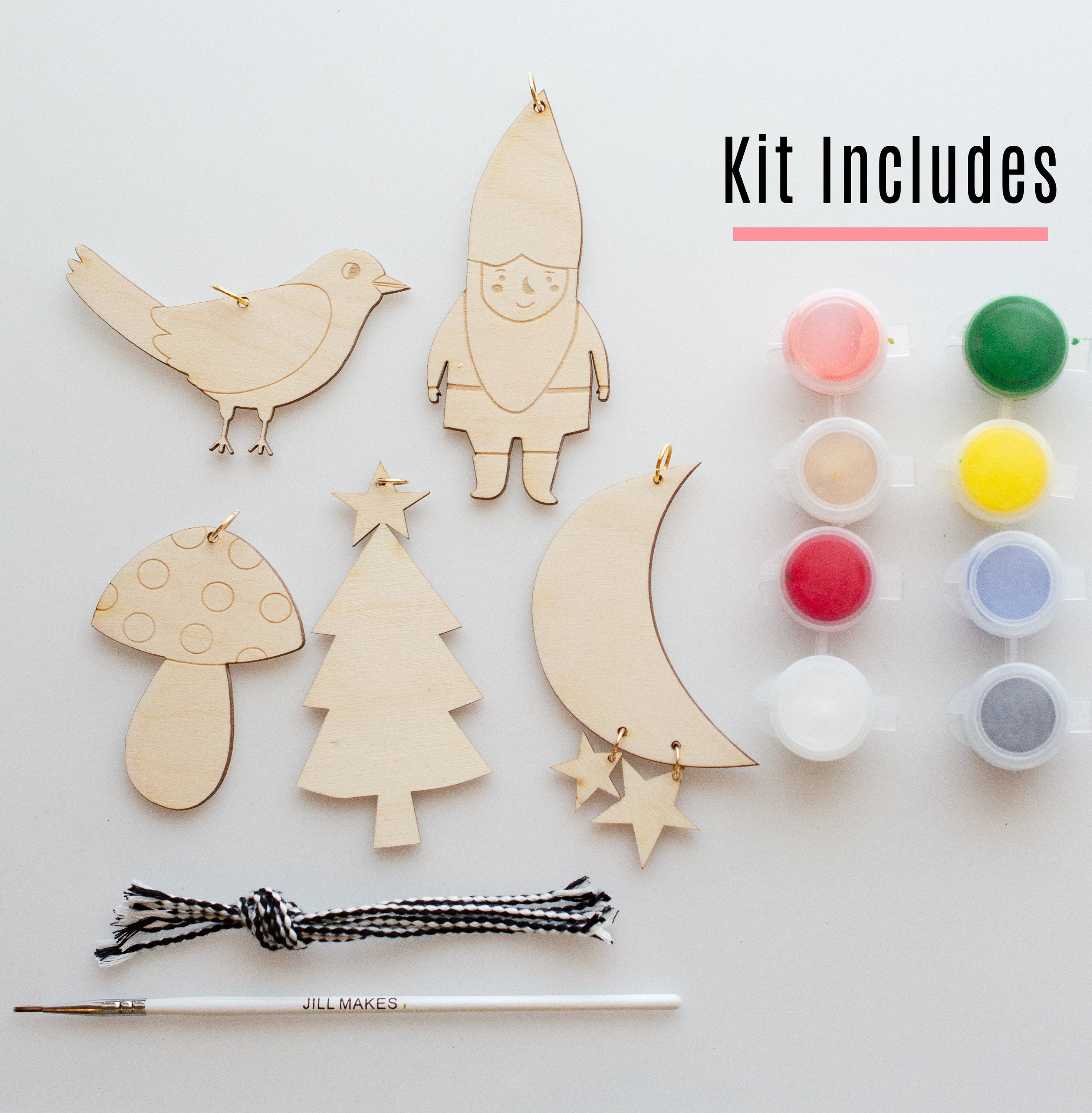 Christmas Ornament Coloring Kit, Christmas DIY Ornaments, Wooden Ornaments  to Paint, Kids DIY Ornaments, Kids Christmas Ornaments, DIY Kit 