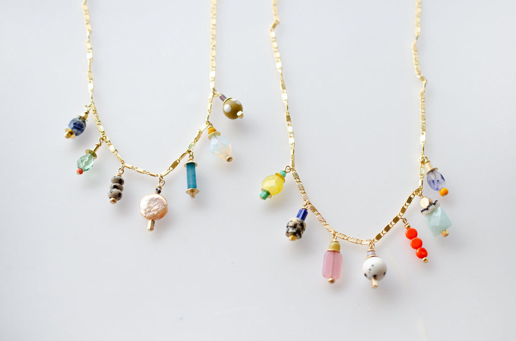 Charm Choker Statement Necklace, colorful drop necklace, statement jewelry, multicolored necklace, beaded jewelry, gift for her, Calypso