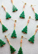 Acrylic Christmas tree earrings, Holiday statement earrings, Green tree earrings, festive statement earrings, beaded dangle earrings,