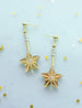 gold star dangle earrings, Holiday statement earrings, gold mirrored acrylic earrings, Celestial star earrings, gold and silver earrings,