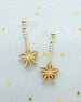 gold star dangle earrings, Holiday statement earrings, gold mirrored acrylic earrings, Celestial star earrings, gold and silver earrings,