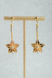 gold star dangle earrings, Holiday statement earrings, gold mirrored acrylic earrings, Celestial star earrings, gold and silver earrings,