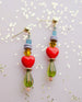 Beaded heart statement earrings, minimalist style, beaded dangle earrings, colorful heart earrings, Valentine's Day gift, unique earrings