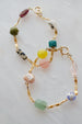 Colorful beaded chain bracelet,Gemstone charm bracelet, charm bracelet, pearl bracelet, dainty gold bracelet, natural stone bracelet,