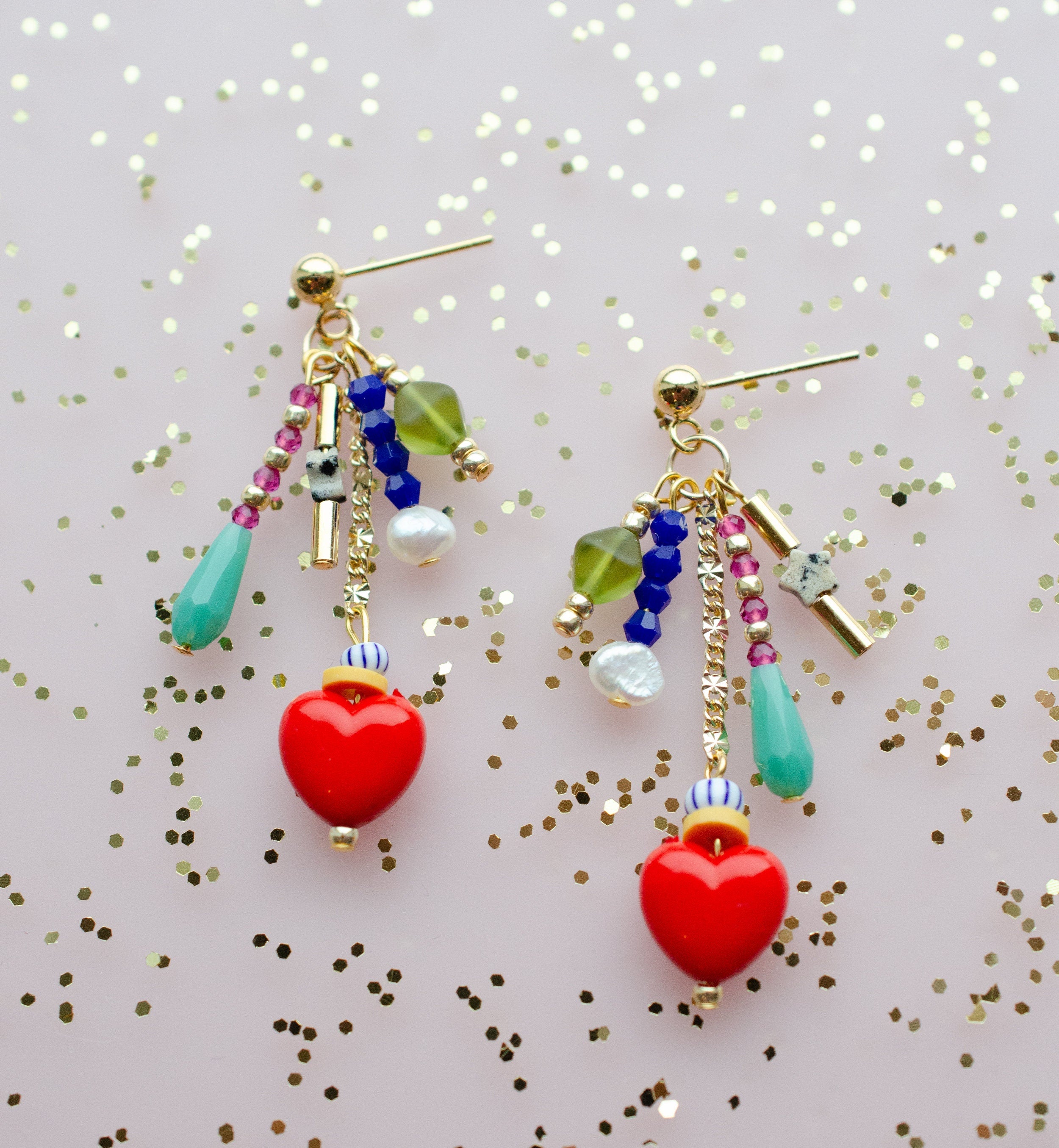 Heart Charm Earrings, Valentines day earrings, heart jewelry