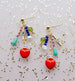 Heart Charm Earrings, Valentines day earrings, heart jewelry, Valentines day jewelry, statement earrings, red heart beaded, dangle earrings,