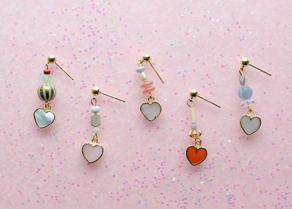 Heart Gemstone Earrings, Valentines day earrings, Mix and Match earrings, heart pastel earrings, Valentines day jewelry, gemstone earrings,