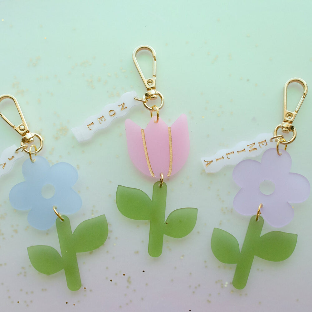 Personalized Flower Keychain