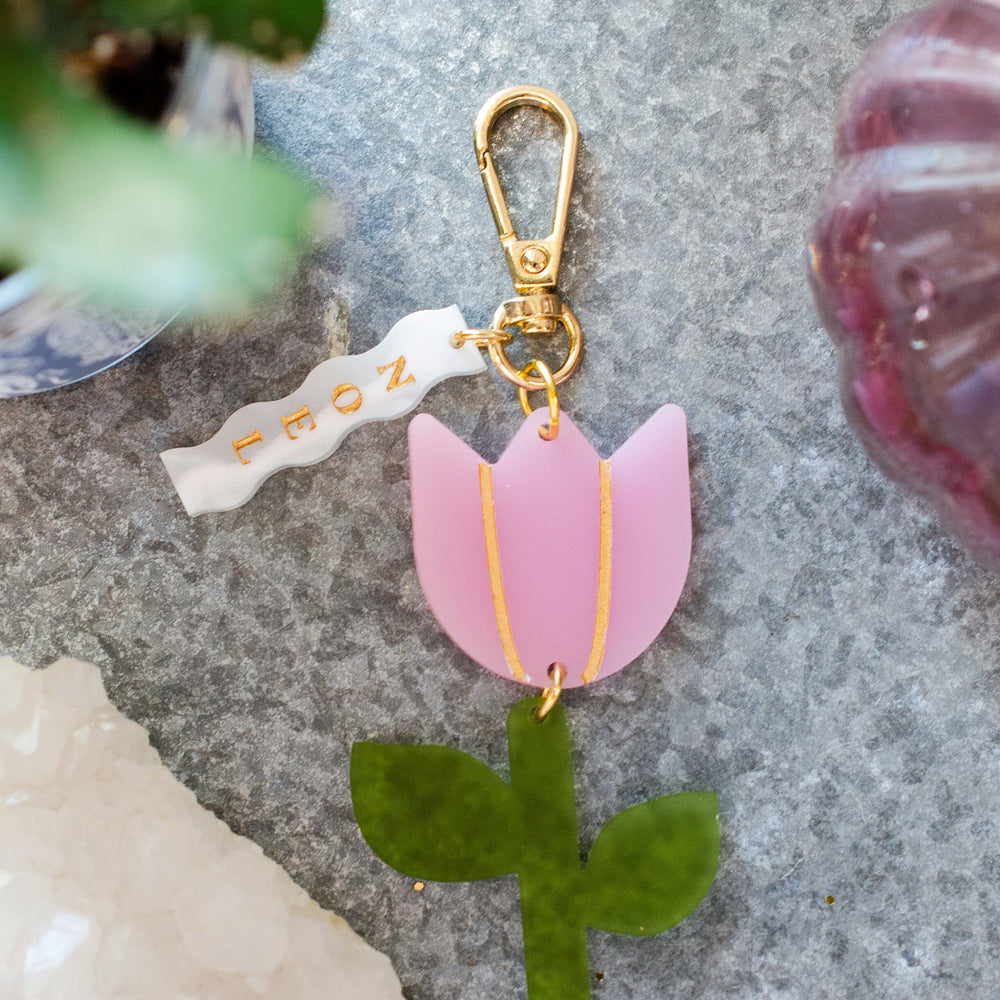 Personalized Flower Keychain