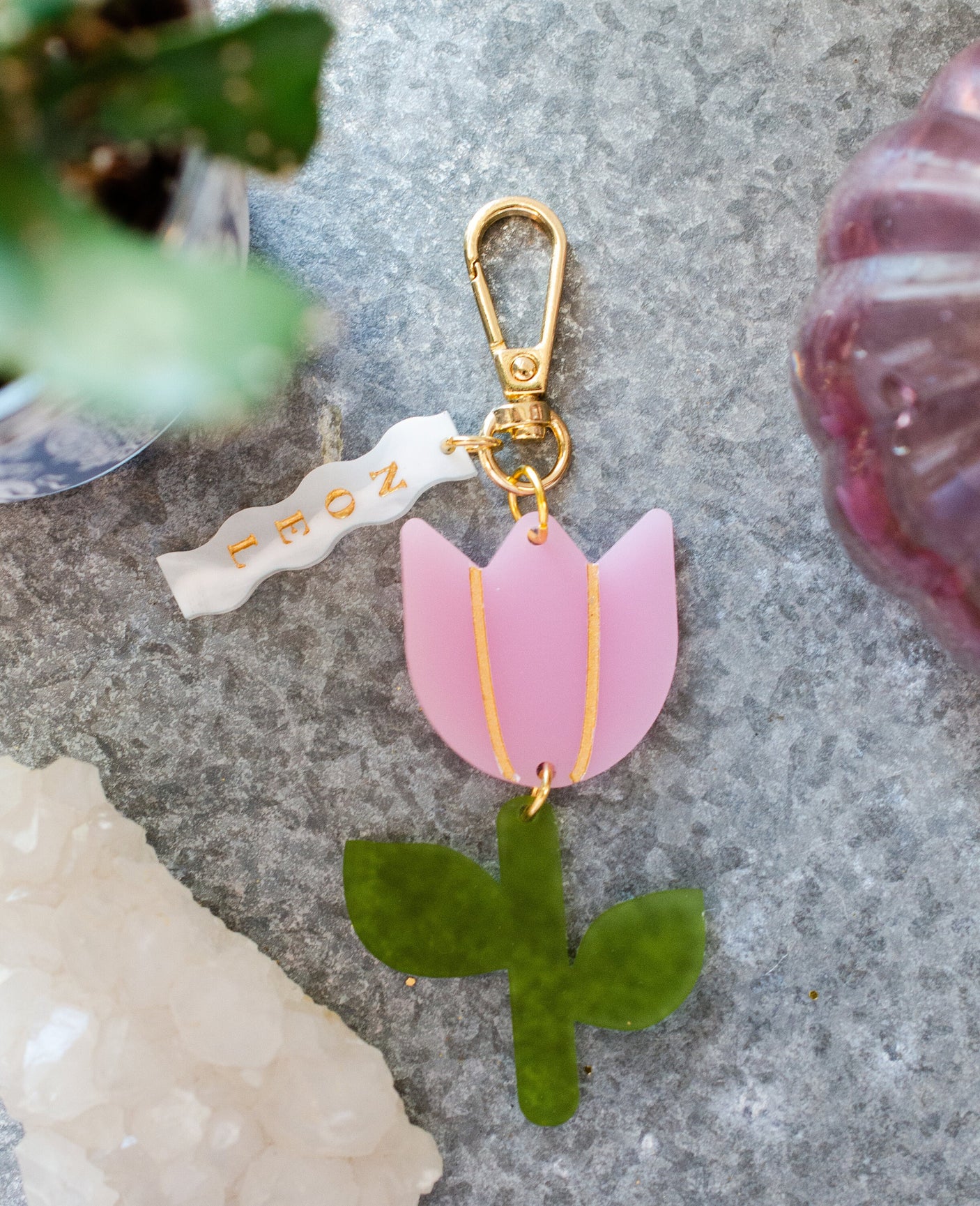 Personalized Flower Keychain