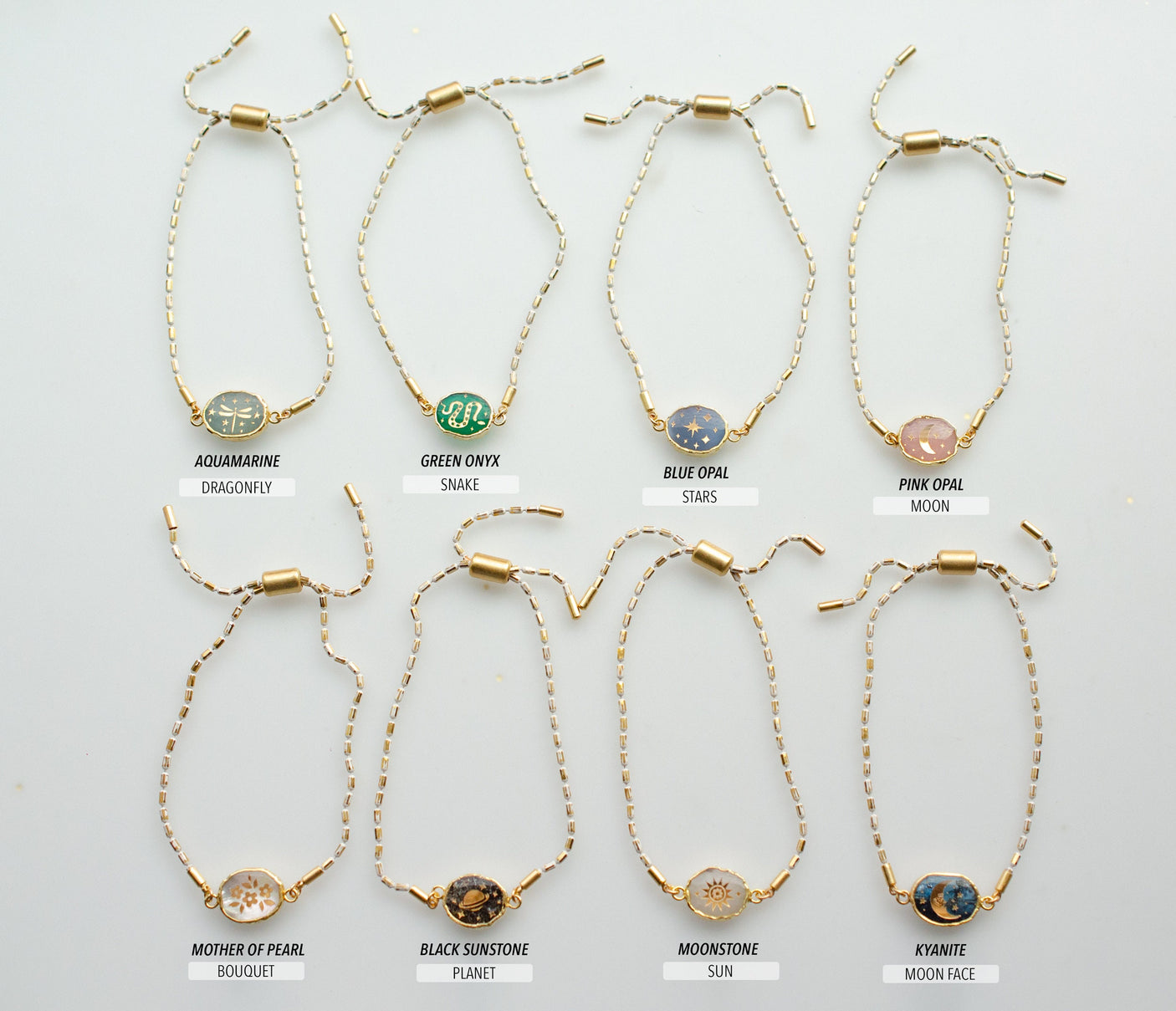 Gemstone Pull Tie Bracelets